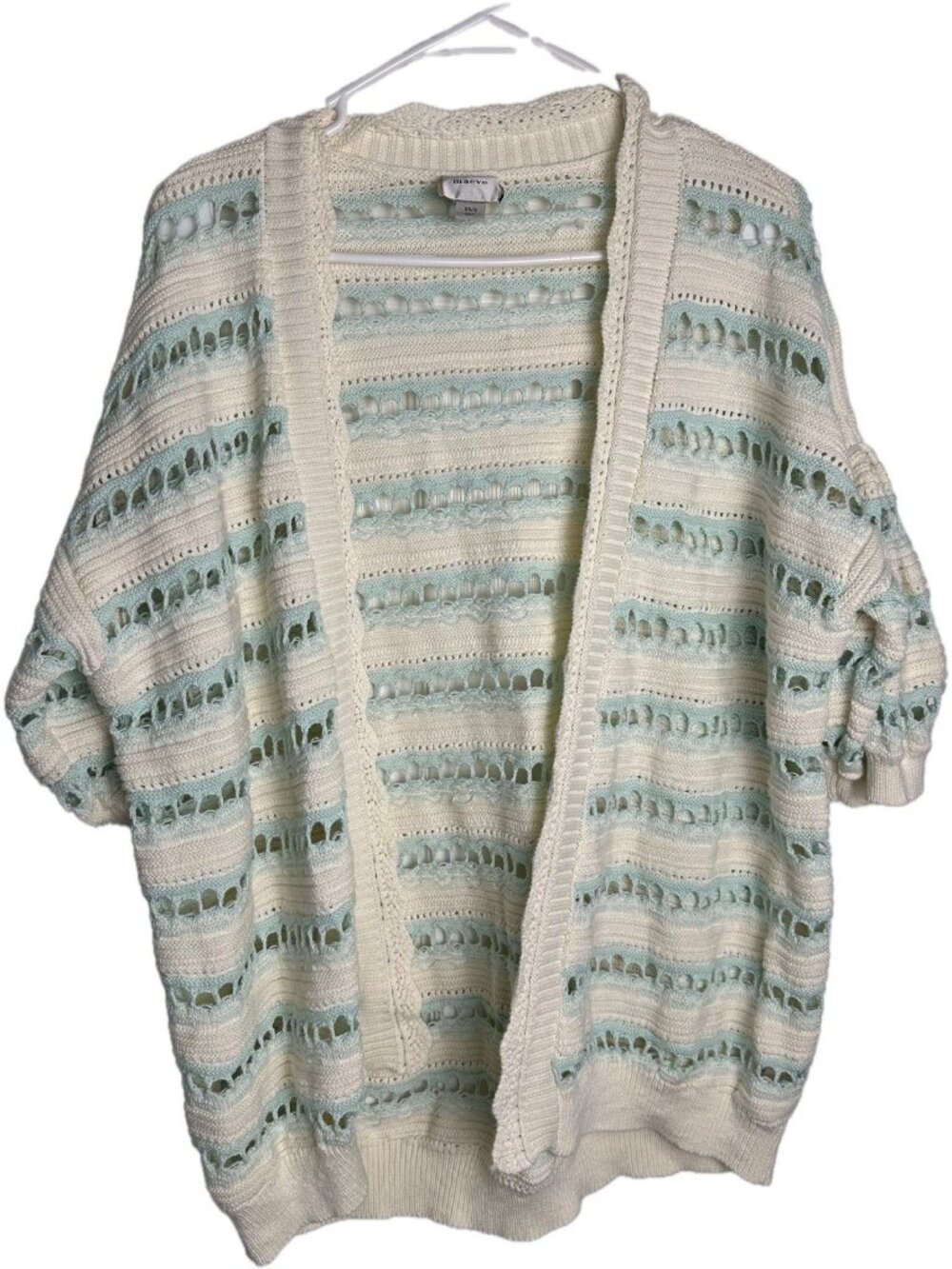 Maeve Open Front Cocoon Cardigan Sweater Knit Blue White Small Oversized - Picture 3 of 11